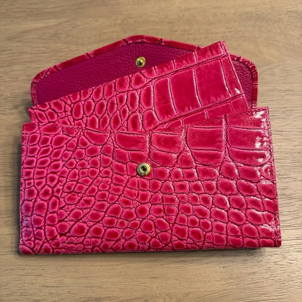 Pink Crocodile Embossed Leather Wallet - Picture 8 of 10